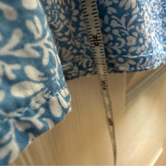 J. Crew Blue Floral Blouse Cotton Squareneck top m medium - Picture 3 of 8